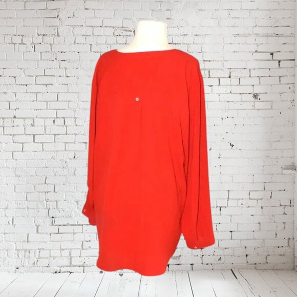 NWOT LIifestyle Attitude Plus Size Tunic Button Tab Sleeves Red - Picture 2 of 5